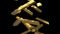 Falling gold ingots on black background - treasure/ wealth concept