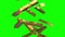 Falling gold ingots on green background - treasure/ wealth concept