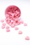 Falling heart candy in Pink polka dot paper cups