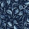 Falling Leaves Indigo Pattern Seamless Vector Faded Denim Blue Batik