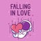 falling in love astronaut illustration for valentines day vector design