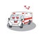 Falling in love cute ambulance cartoon character design