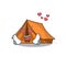 Falling In love cute camping tent Scroll cartoon mascot design