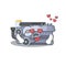 Falling in love cute combustion engine cartoon character design