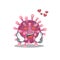 Falling in love cute corona virus cartoon character design