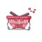 Falling in love cute shopping basket cartoon character design