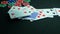 Falling playing or poker cards. Close up of falling playing cards poker game on black background with clipping path