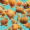 Falling Pumpkin isolated on blue background, selective focus
