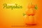 Falling pumpkin on orange background, Organic vegetable and healthy fresh food concept