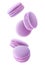 Falling purple macaroons isolated in the air