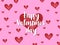 Falling red heart with happy valentine`s day text for card