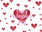 Falling red heart with happy valentine`s day text for card