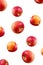 Falling ripe red apples background. Isolated. Close-up.