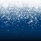 Falling Shining Snowflakes and Snow on Blue Background. Christmas, Winter and New Year Background. Realistic Vector