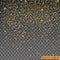 Falling Shiny Gold Glitter Confetti isolated on transparent background.