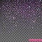 Falling Shiny purple Glitter Confetti isolated on transparent background.
