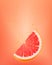 Falling slice grapefruit fruit into water. 3d realistic vector illustration. Packaging design elements. Juicy advertising cut