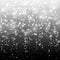 Falling snow on a black background. Vector illustration 10 EPS. Abstract white glitter snowflake background. Fall of snow. Magic