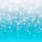 Falling snow on a blue background. Vector illustration 10 EPS. Abstract white glitter snowflake background. Magic Christmas eve sn