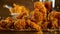 Falling tasty fried chicken wings or strips