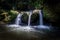 Falling water and an enchanting waterfall named \\\'Schiessentumpel\\\' between the solid rocks