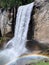 Falls in Yosemite National Park, California, during spring snowmelt and a rainbow
