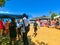 Falmouth, Jamaica - May 02, 2018: The tourists are preparing for the beginning of a bus tour of the island