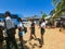 Falmouth, Jamaica - May 02, 2018: The tourists are preparing for the beginning of a bus tour of the island