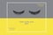 False eyelashes on gray and yellow background, top view. Trendy colors of the year 2021