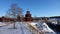 Falun copper mine pit in winter in Sweden