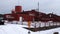 Falun copper mine red paint facory in winter in Sweden