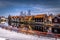 Falun - March 30, 2018: The picturesque wooden houses in the center of the town of Falun in Dalarna, Sweden