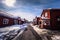 Falun - March 30, 2018: Traditional red wooden houses in the center of the town of Falun in Dalarna, Sweden