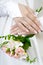 Famale hands with a wedding manicure