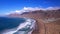 Famara beach aerial drone footage. Lanzarote island. Canaries