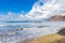 Famara beach at low tide with the islands of archipelago Chinijo in background