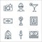 Fame line icons. linear set. quality vector line set such as money, torch, woman, mirror, trophy, letter, cocktail, woman