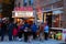 Families prepare to enter the Colonial theater