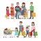 Families Shopping Concept Vector Illustration