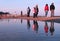 Families Stand near the Black Sea