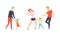 Families and their Kids Having Fun Together Set, Parents and Children Dancing Flat Vector Illustration