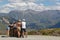 A family admires the landscape of Arves Valley