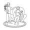Family avatar cartoon character black and white