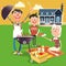 Family barbecue picnic cartoon vector illustration