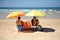 Family on the beach Costa Ballena, Cadiz province, Spain