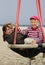 Family in beach playground