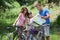 Family on a bicycle ride