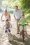 Family on bicycle ride