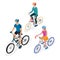 Family on bicycles