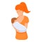 Family breast feeding icon, cartoon style